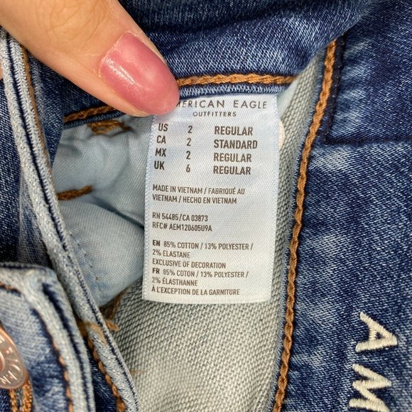 American Eagle Hi-Rise Jegging Jeans Womens Size 2 Stretch Distressed Denim Blue - Picture 6 of 12